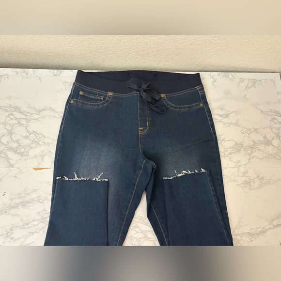 Jeans Womens Dark Blue High Rise Cotton Denim Pocket Sz 8 Stretch Waist - Picture 3 of 5